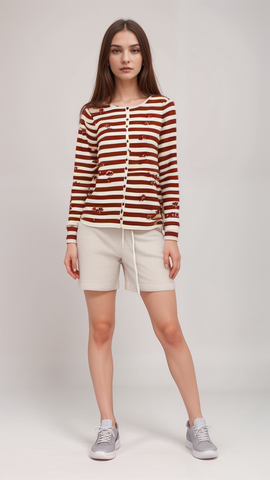 Mansted - Martine Breton Bloom Cardi-Rust