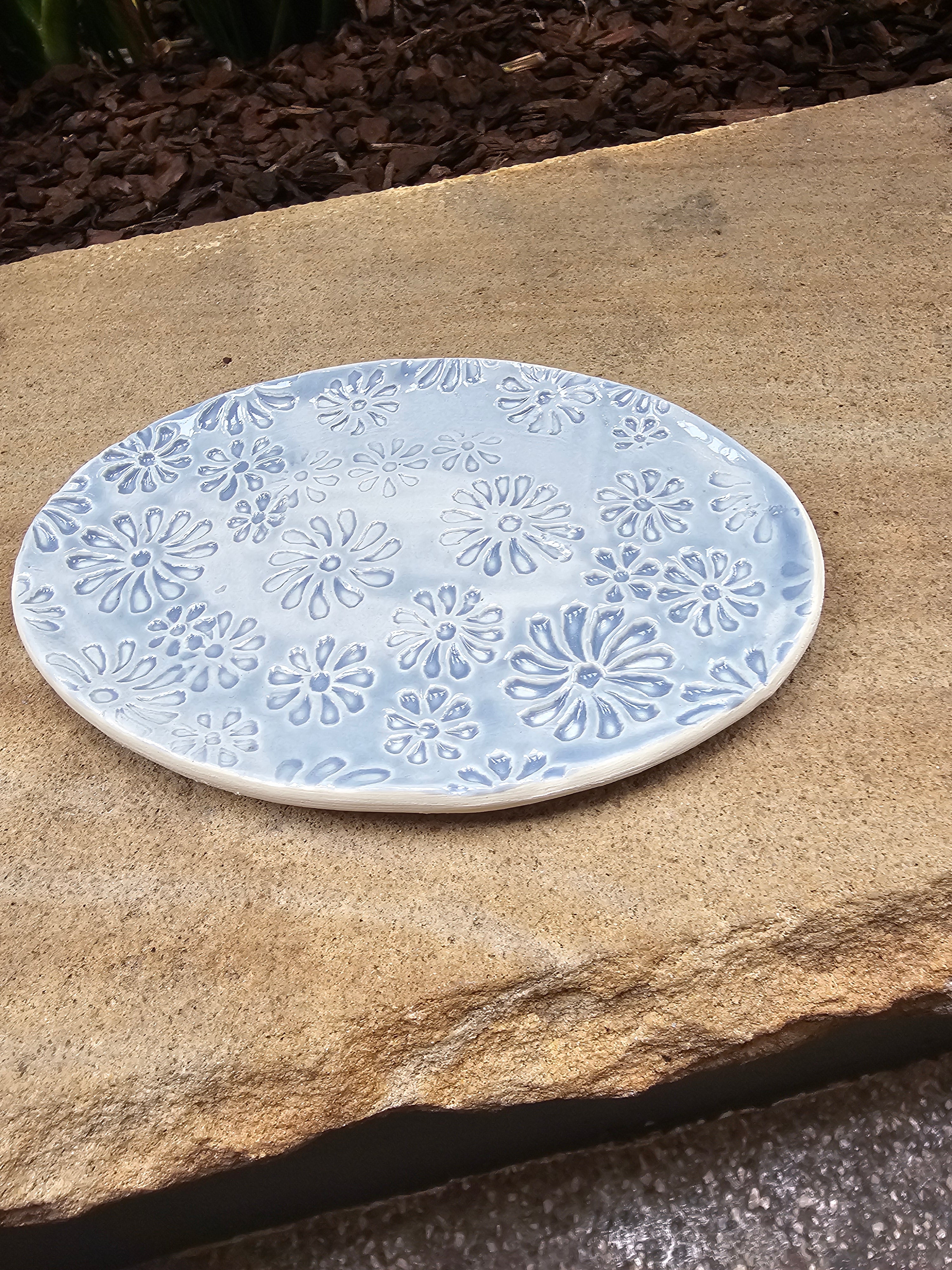 The Worker  - Daisy Trinket Plate - Pale Blue