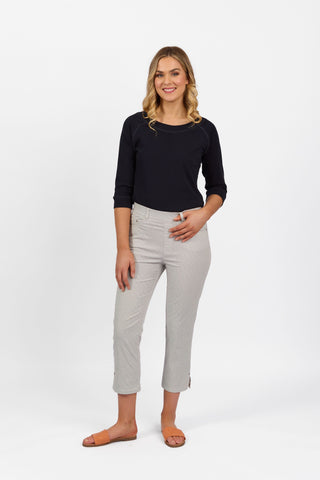 Vassalli - Slim 7/8 Length Elastic Waist Pant-Hash