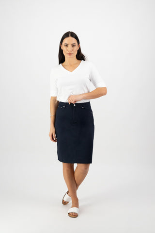 Vassalli - Cotton Poplin Skirt-Navy