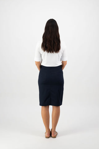 Vassalli - Cotton Poplin Skirt-Navy