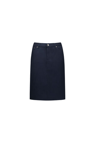 Vassalli - Cotton Poplin Skirt-Navy