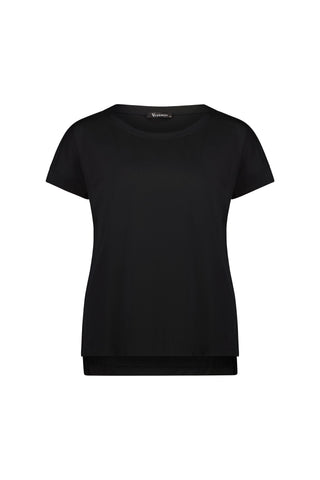 Vassalli - Drop Sleeve Crew Neck Top-Black