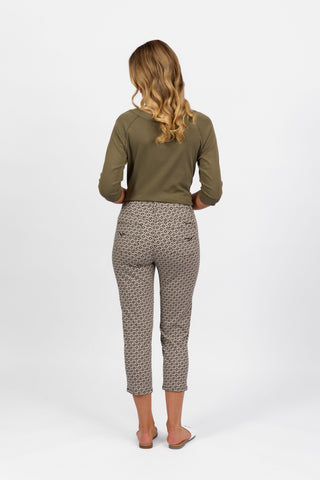 Vassalli - Printed Skinny 7/8 Pant with Zip-Sahara