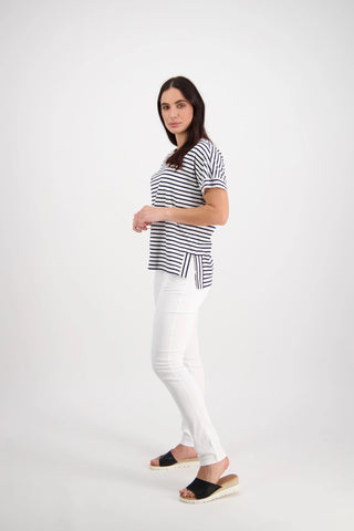 Vassalli - Skinny Leg Full Length Basket Weave Jean-White