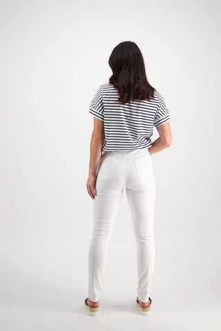 Vassalli - Skinny Leg Full Length Basket Weave Jean-White