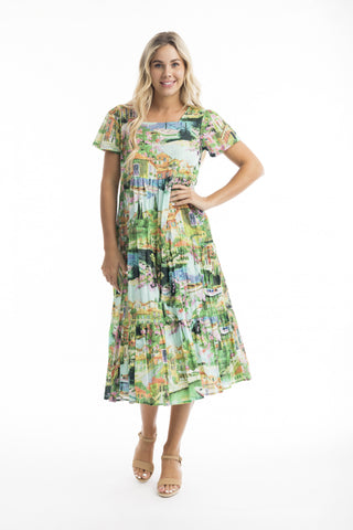 Orientique - Bellagio Square Neckline Midi Dress