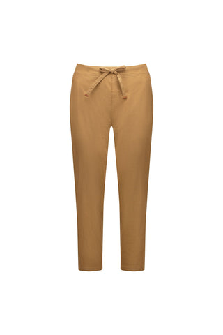 Vassalli - 7/8 Skinny Leg Elastic Waist Pants-Caramel