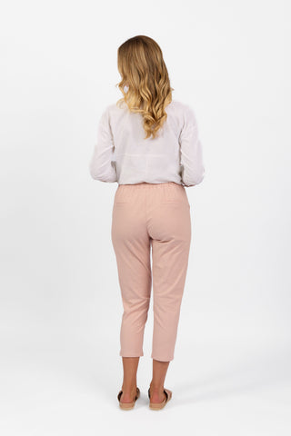 Vassalli - 7/8 Skinny Leg Elastic Waist Pants-Soft Pink