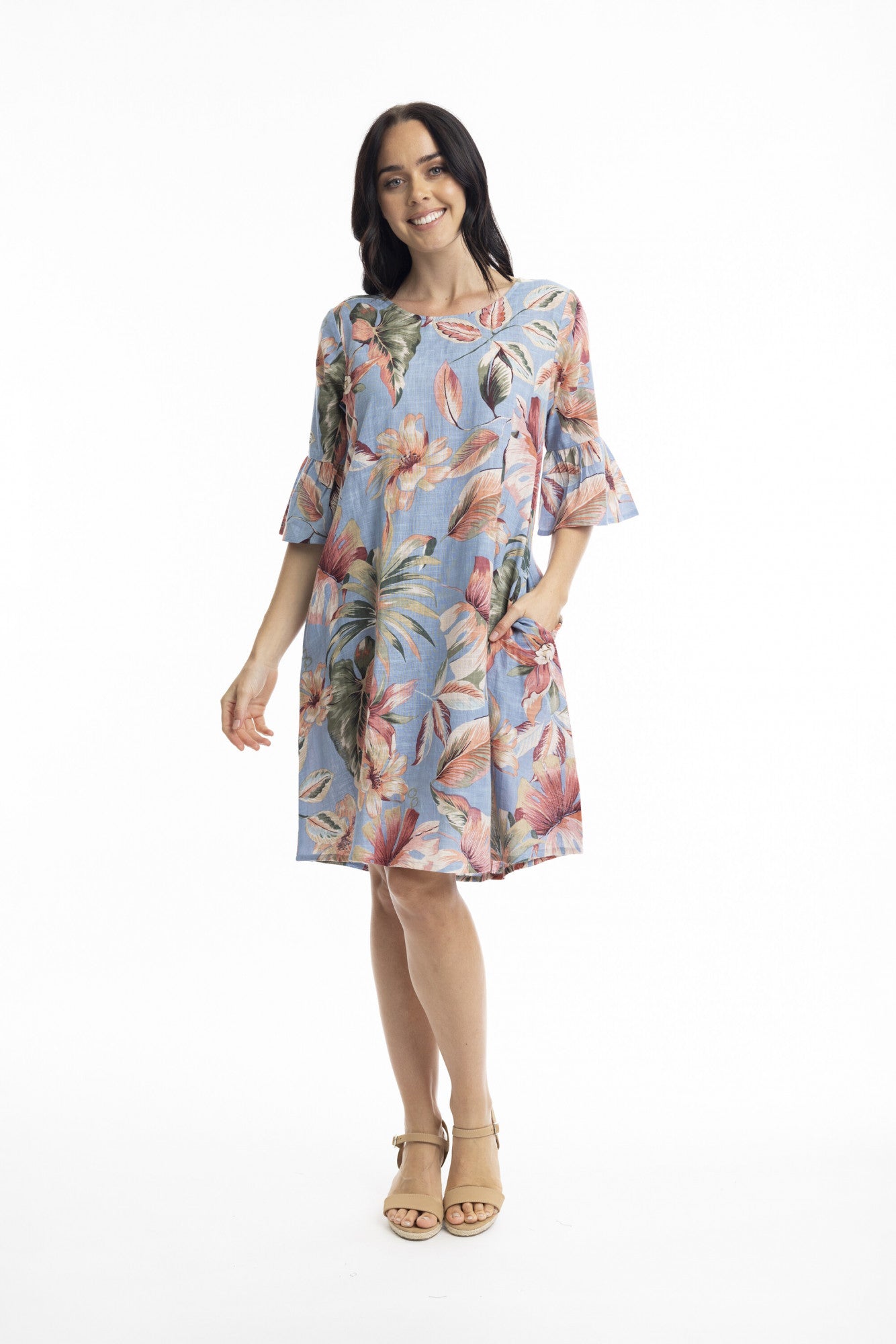 Orientique - Luzon Frill Sleeve Contemporary Dress