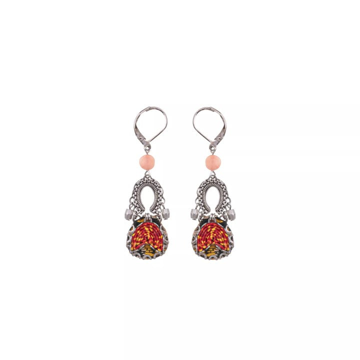 Ayala Bar - H2035 Orange Embroidered Dream Yuko Earrings