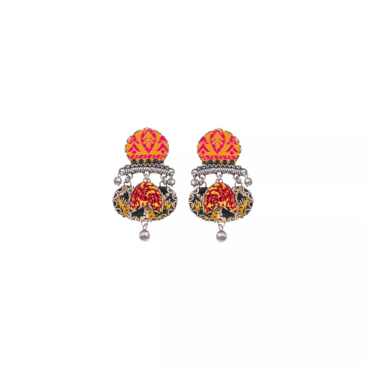 Ayala Bar - H2036 Orange Embroidered Dream Noor Earrings