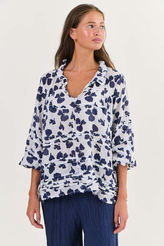 Namastai - Bluebell Ruffled Collar Top