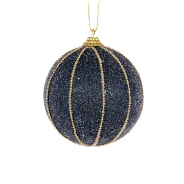 Holly & Ivy - Midnight Blue Ribbed Bauble