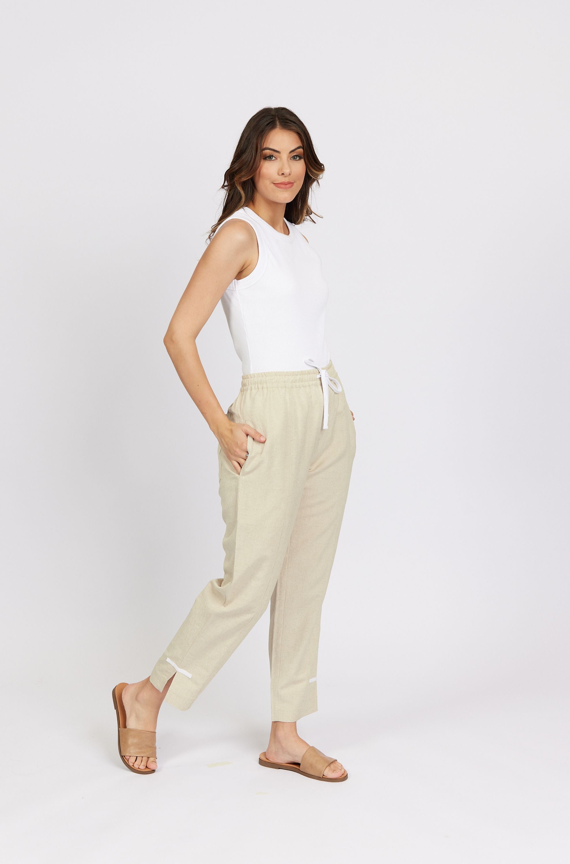 Knewe - Checker Pant-Ecru/ White