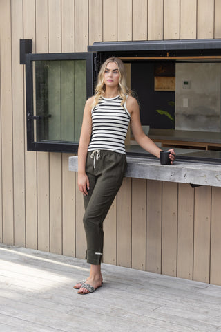 Knewe - Checker Pant-Khaki/ Ecru