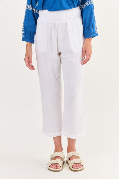 Namastai - White Cheesecloth Cotton Pants