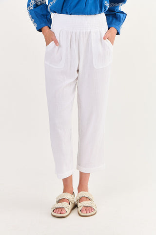 Namastai - White Cheesecloth Cotton Pants