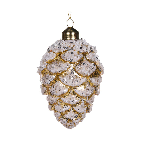 Holly & Ivy - Mini Gold Frosted Pinecone Bauble