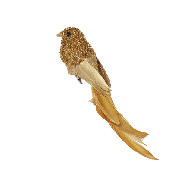 Holly & Ivy - Elaborate Gold Clip Bird