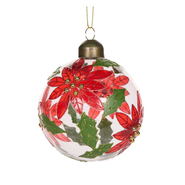 Holly & Ivy - Clear Poinsettia Bauble