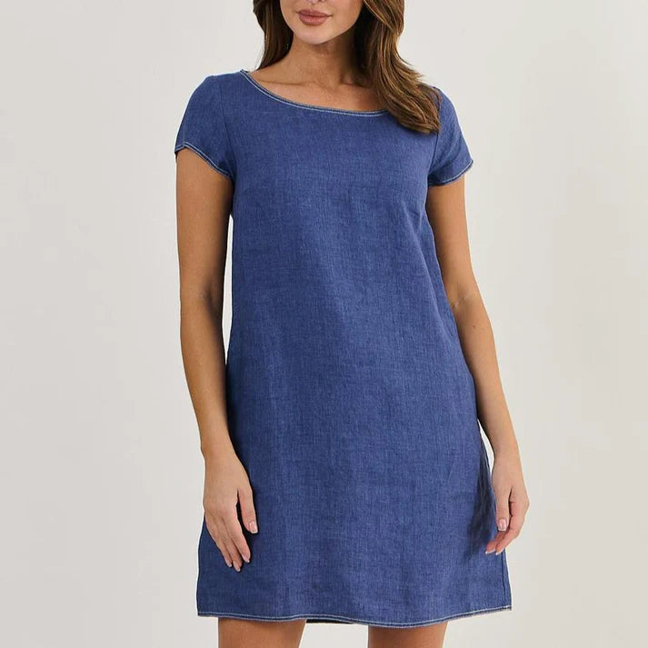 Naturals by O&J - Linen Cap Sleeve Dress-Delta