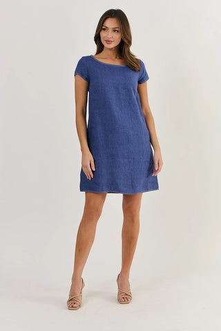 Naturals by O&J - Linen Cap Sleeve Dress-Delta