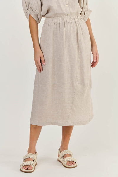 Naturals by O&J - Linen Asymmetric Patch Skirt-Dune