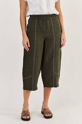 Naturals by O&J - Linen Crop Pant-Licorice