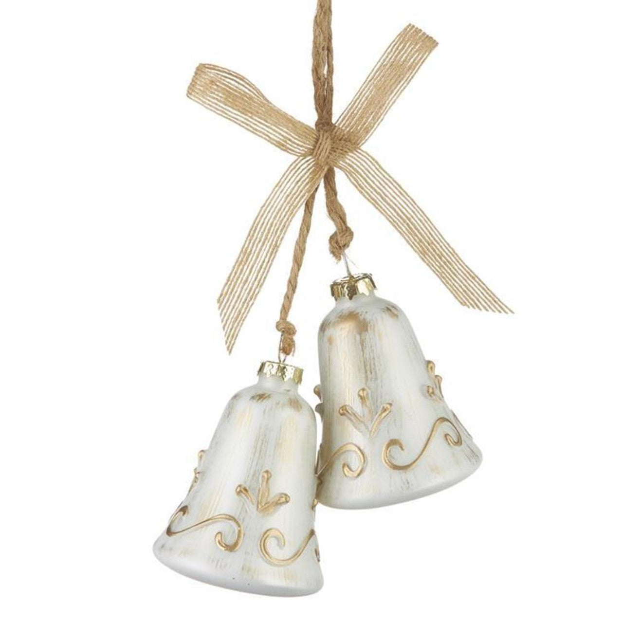 RAZ - Gold Glass Bells Hanging Ornament