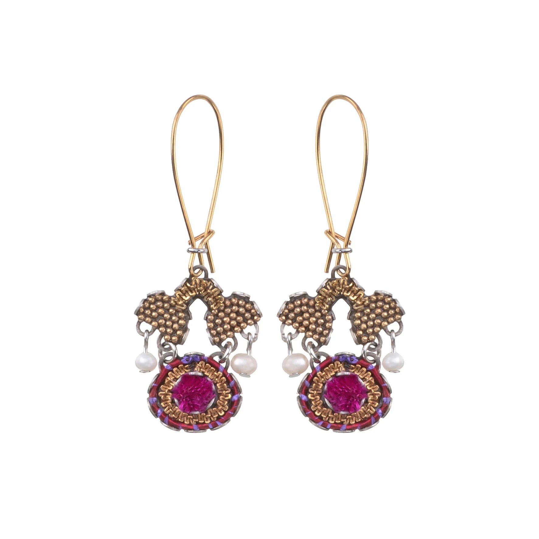 Ayala Bar - H2118 Klila Red Dangling Hook Earrings