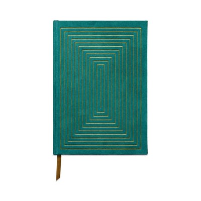 Designworks - Hard Cover Suede Cloth Journal - Linear Boxes - Green