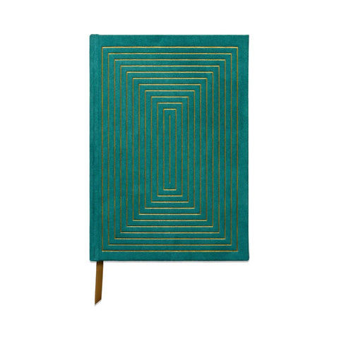 Designworks - Hard Cover Suede Cloth Journal - Linear Boxes - Green