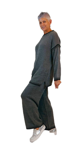 La Strada - Knitted Jumper & Pant Set Charcoal