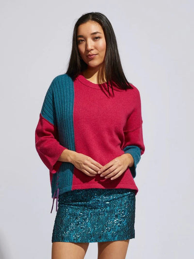 LD+Co - LC6187 Lace Up Fleck Jumper Fuchsia