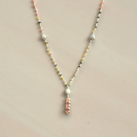 MCJewels - Longstation Necklace _ Blue Opal &  Tourmaline