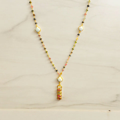 MCJewels - Longstation Necklace _ Blue Opal &  Tourmaline