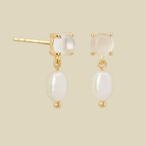 MCLuxe - 18K Gold Plated Fresh Water Pearl Drop Earrings