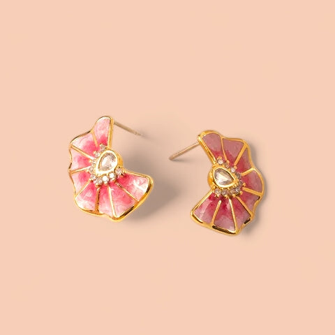 MCLuxe - 18K Gold Plated Enamel Flower Earrings