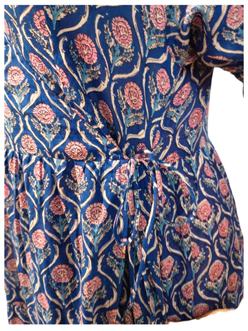 Melange - Boho Chic Paisley Wrap Maxi Dress – Blue & Pink Print