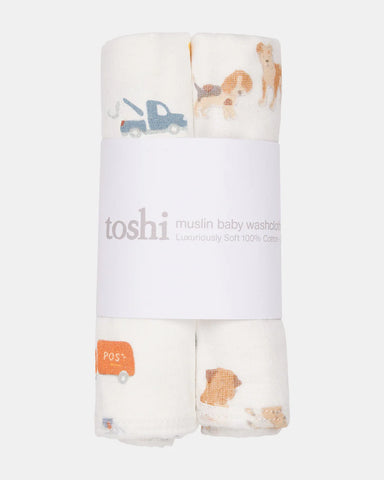 Toshi - Baby Muslin Washcloth 2 Pieces - Puppy Love