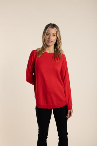 Two T's - Scooped Hem Knit Red