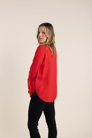 Two T's - Scooped Hem Knit Red