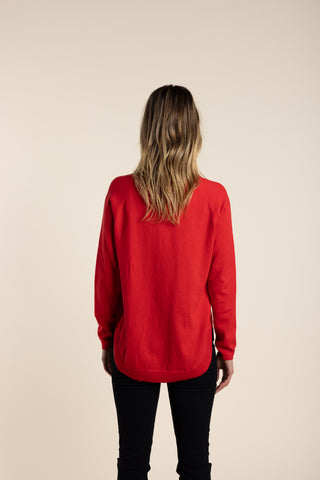 Two T's - Scooped Hem Knit Red