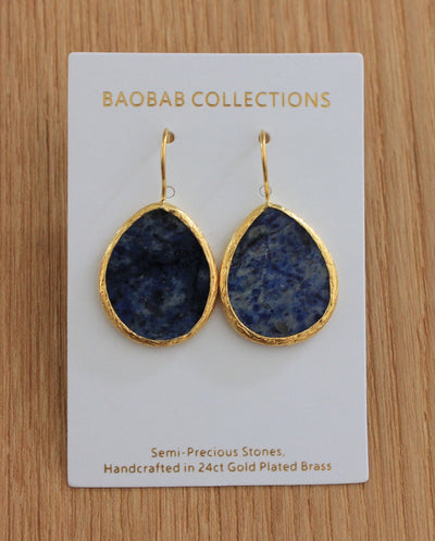 Baobab - Small Sodalite Earring 24ct Gold Plate
