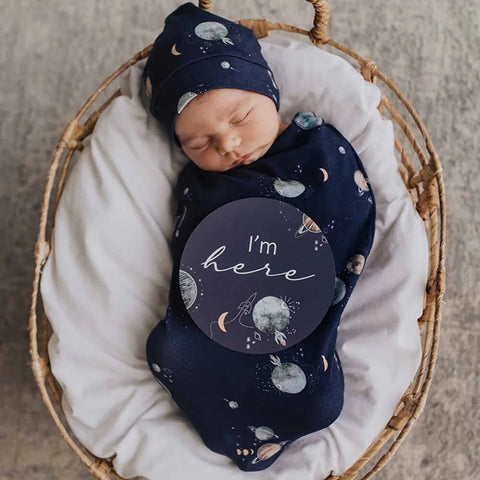 Snuggle Hunny - Milky Way I Baby Swaddle & Beanie Set