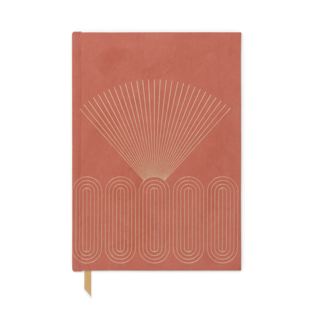 Designworks - Terracotta Radiant Rays Hard Cover Suede Journal