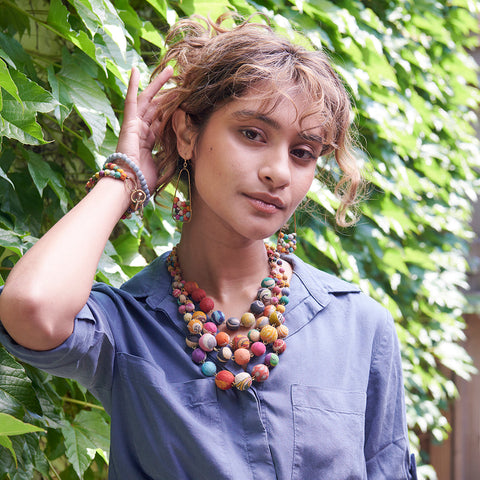 WorldFinds - Cascading Kantha Necklace