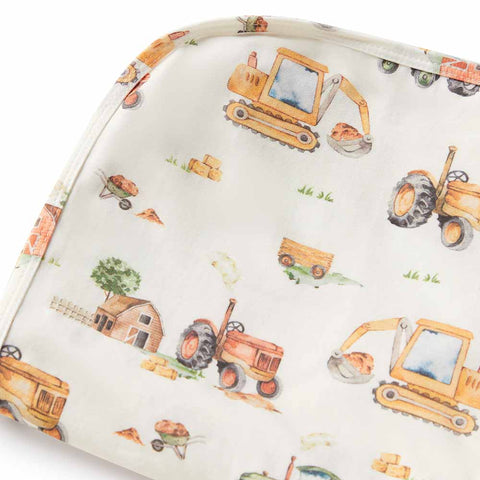 Snuggle Hunny - Diggers & Tractors Organic I Baby Jersey Wrap & Beanie Set