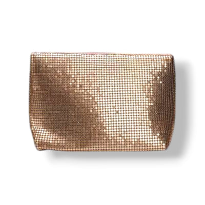 Sequined Mesh Clutch - Rose Gold